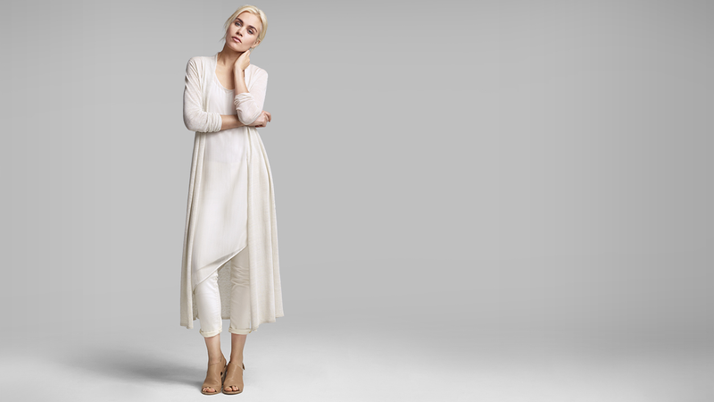 Eileen Fisher's Greatest Achievement, a thousand bucks or so. This is not on sale, nor will it ever be, but that's not why it's here. This outfit is here as penance for all the times we said Eileen Fisher sucked. Clearly, we were wrong and we're sorry and we'll probably never do it again as long as you keep this up, Eileen. You and Deb win this round.